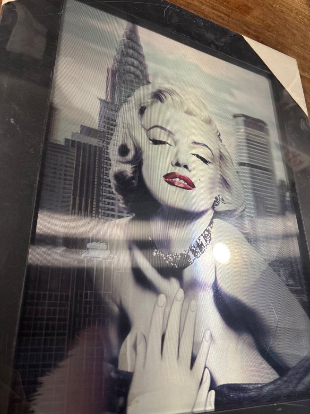 Marilyn Monroe Black & White & Color 3D Wall Art With New York Skyline Framed